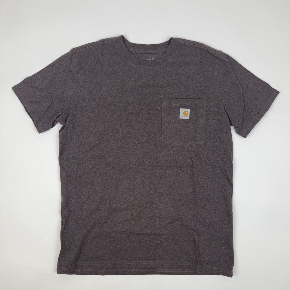 Womens Carhartt Iconic K87 Loose Fit Purple Heavyweight Pocket T-Shirt Size M